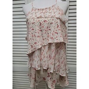 White House Black Market Kennedy Tiered Top Size XL Tank Chiffon Floral Ruffled